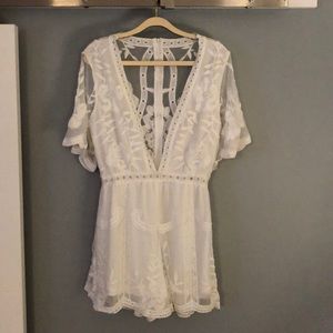Low V Lace Romper